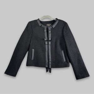 Tangueiras  Made In Italy Black Minimalist Viscose Blend Tweed Blazer No Size